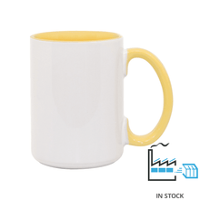 15 oz Inner & Handle Colored Mug - Yellow , Accent Mugs , PHOTO USA