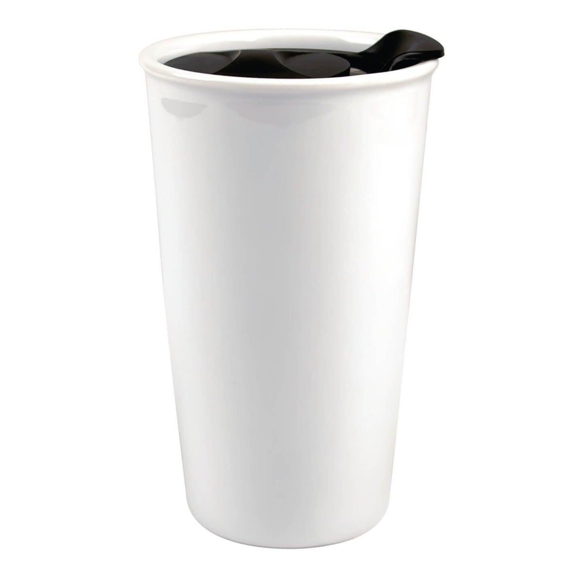 12 oz Eco Traveler - Double Ceramic Travel Mug w/Black Lid – Blank
