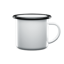 12 oz Camper Enamel Cup - Black Rim , Sublimation Enamel Cup , PHOTO USA