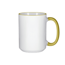 15 oz Rim & Handle Colored Mug - Yellow , Accent Mugs , PHOTO USA