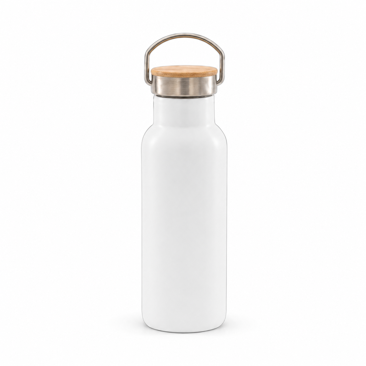 ORCA 600 ml. Stainless Steel Water Bottle - Bamboo Lid, White