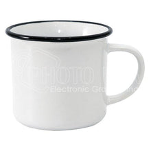 12 oz Camper Enamel Cup - Black Rim , Sublimation Enamel Cup , PHOTO USA