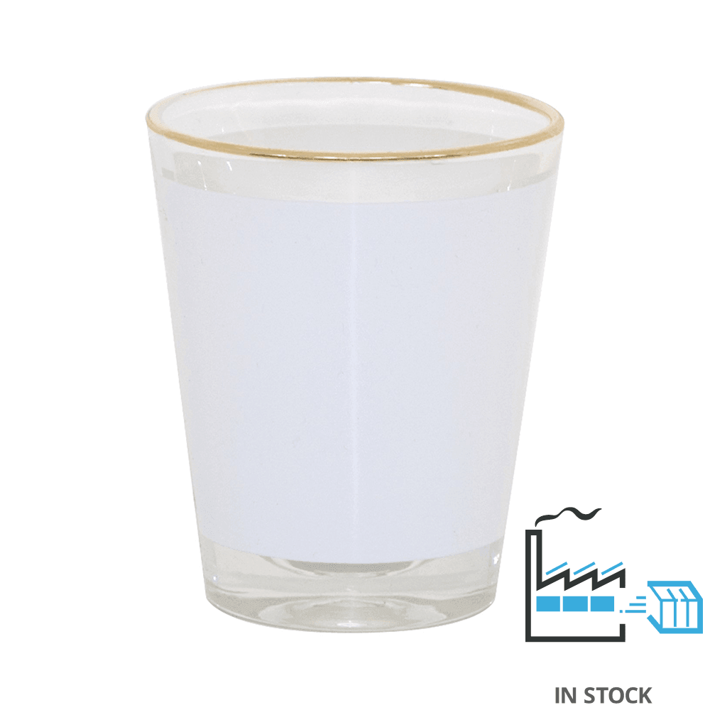 1.5 oz Glass Shot With Gold Rim , Sublimation Shot Glasses , PHOTO USA