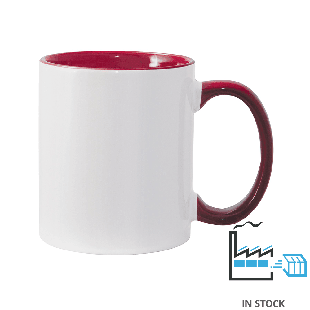 11 oz Inner & Handle Colored Mug - Maroon , Accent Mugs , PHOTO USA