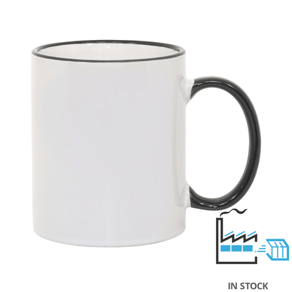 11 oz Rim & Handle Colored Mug - Black , Accent Mugs , PHOTO USA