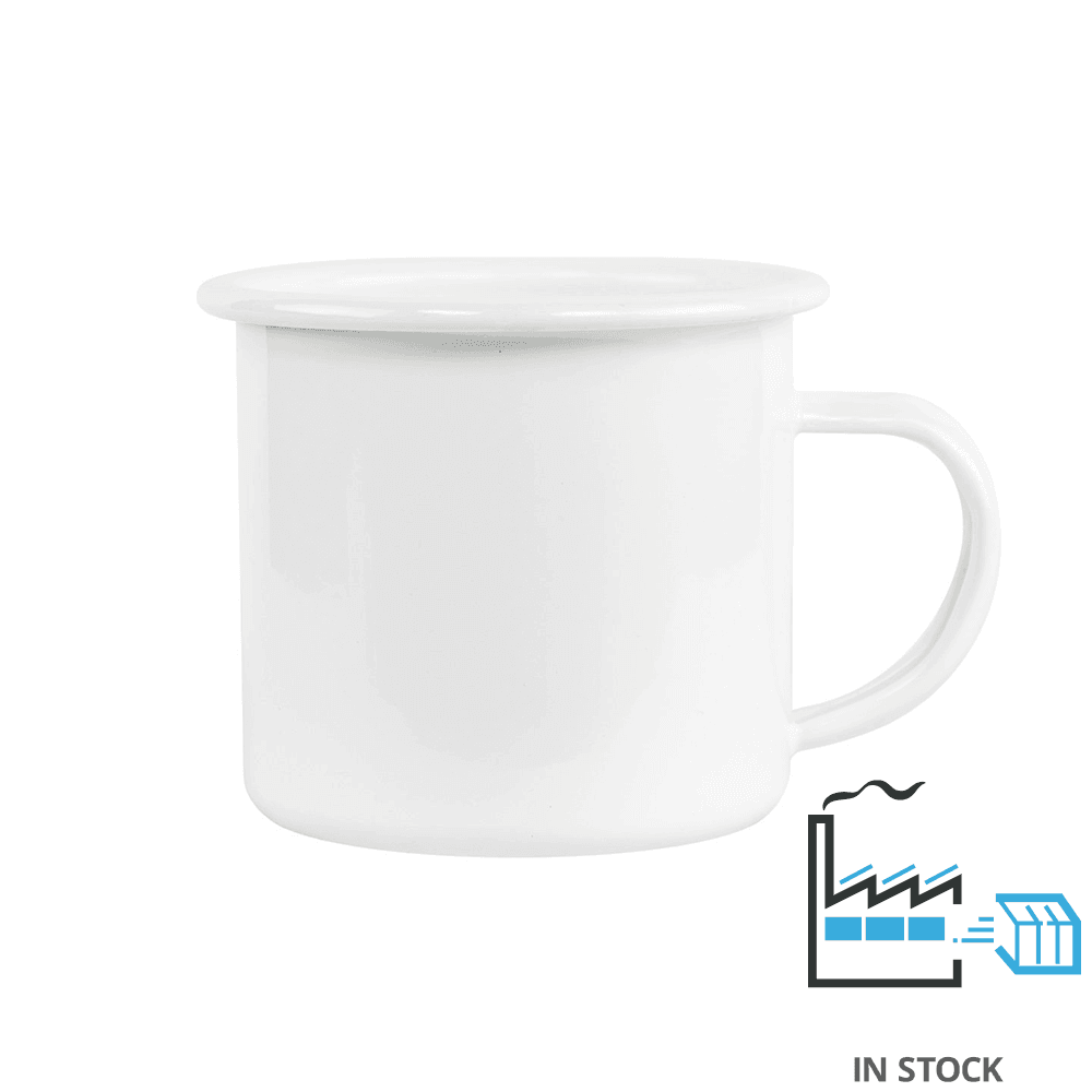 12 oz Fine SS Enamel Cup - White Rim , Sublimation Enamel Cup , PHOTO USA