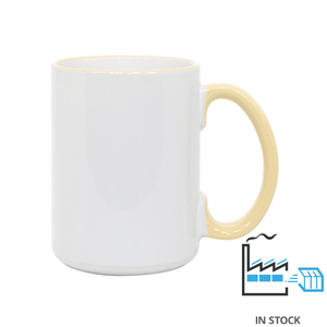 15 oz Rim & Handle Colored Mug - Yellow - PhotoUSA | Wholesale Sublimation Blanks & Fulfillment | ORCA® Coating