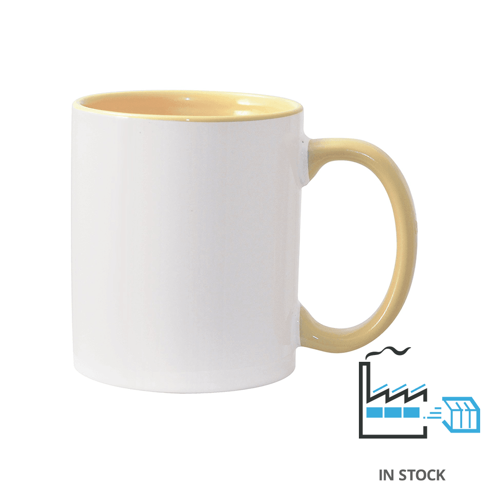 11 oz Inner & Handle Colored Mug - Yellow , Accent Mugs , PHOTO USA