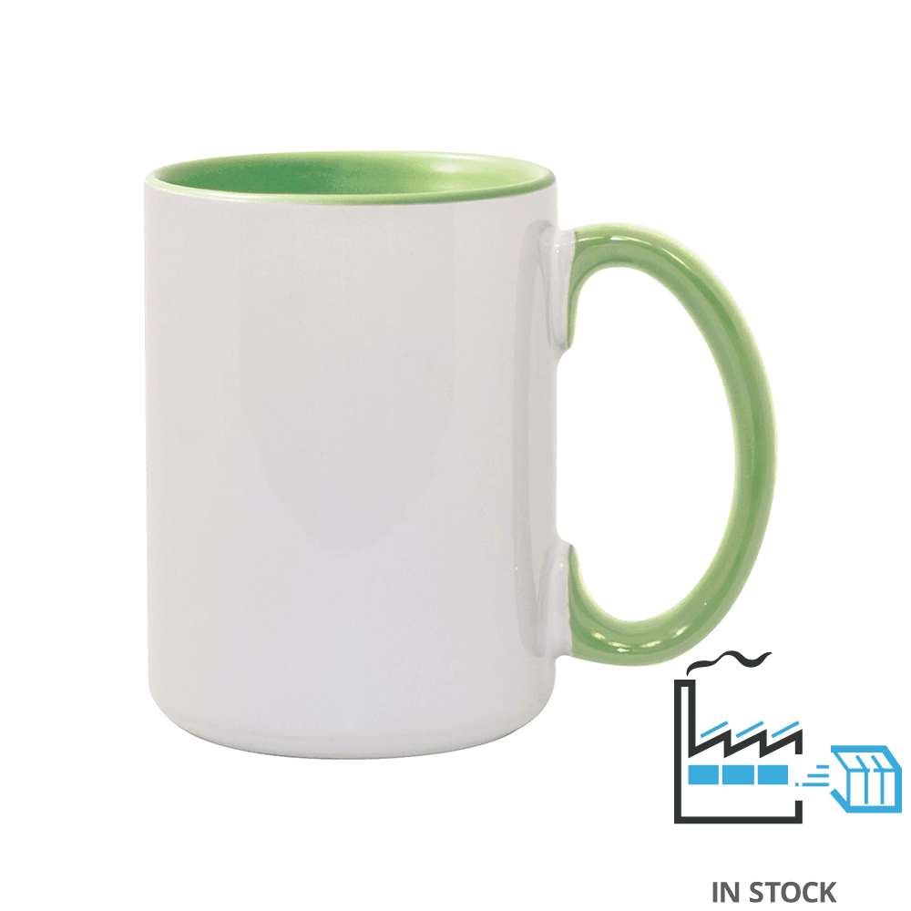 15 oz Inner & Handle Colored Mug - Light Green , Accent Mugs , PHOTO USA