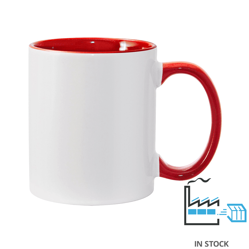 11 oz Inner & Handle Colored Mug - Red , Accent Mugs , PHOTO USA