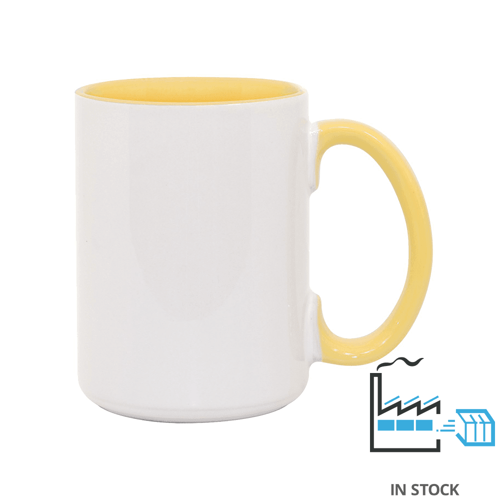 15 oz Inner & Handle Colored Mug - Yellow , Accent Mugs , PHOTO USA