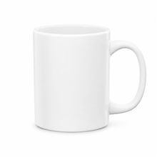 11 oz white ceramic sublimation mug with red interior and handle accent, blank