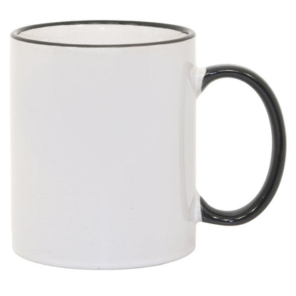11 oz Rim & Handle Colored Mug - Black , Accent Mugs , PHOTO USA