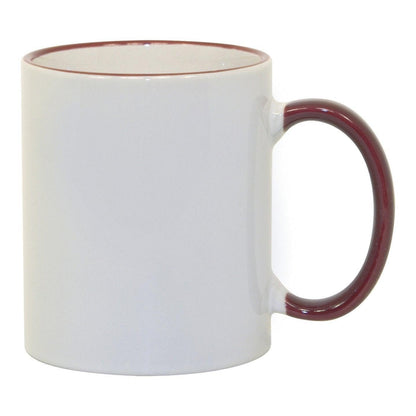 11 oz Rim & Handle Colored Mug - Maroon , Accent Mugs , PHOTO USA