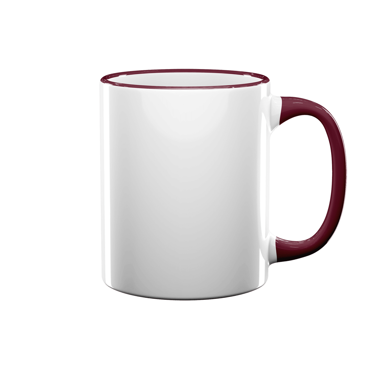 11 oz Rim & Handle Colored Mug - Maroon , Accent Mugs , PHOTO USA