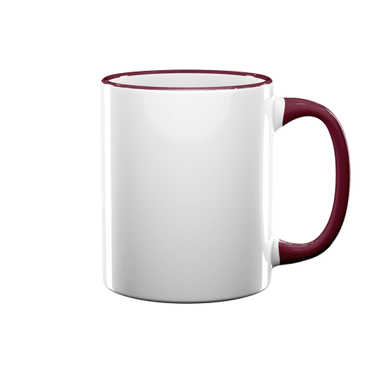 11 oz Rim & Handle Colored Mug - Maroon , Accent Mugs , PHOTO USA