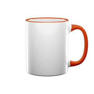 11 oz Rim & Handle Colored Mug - Orange , Accent Mugs , PHOTO USA