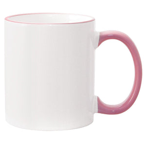 11 oz Rim & Handle Colored Mug - Pink , Accent Mugs , PHOTO USA