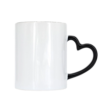 11oz colored interior sublimation ceramic mug with heart handle wholesale black