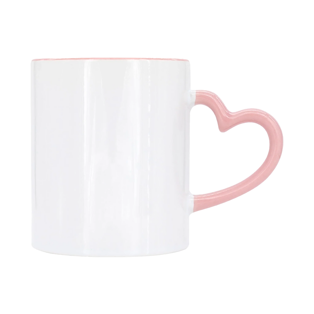 11oz colored interior sublimation ceramic mug with heart handle wholesale pink