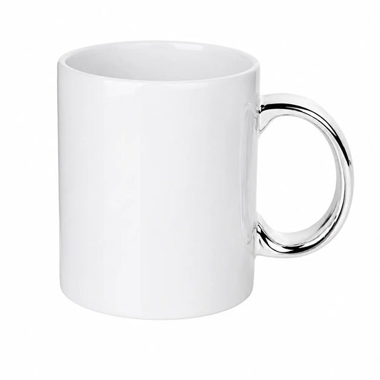 11 oz. plated sublimation ceramic mug, silver handle