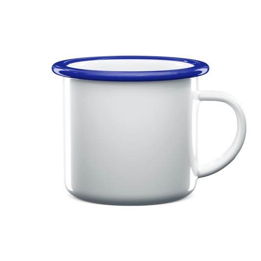 12 oz Fine SS Enamel Cup - Blue Rim , Sublimation Enamel Cup , PHOTO USA