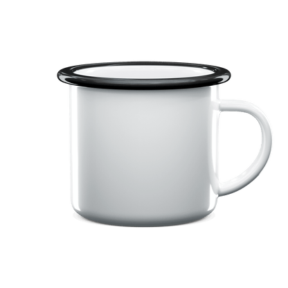 12 oz Camper Enamel Cup - Black Rim , Sublimation Enamel Cup , PHOTO USA