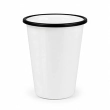 17 oz tapered enamel mug with black rim, without handle