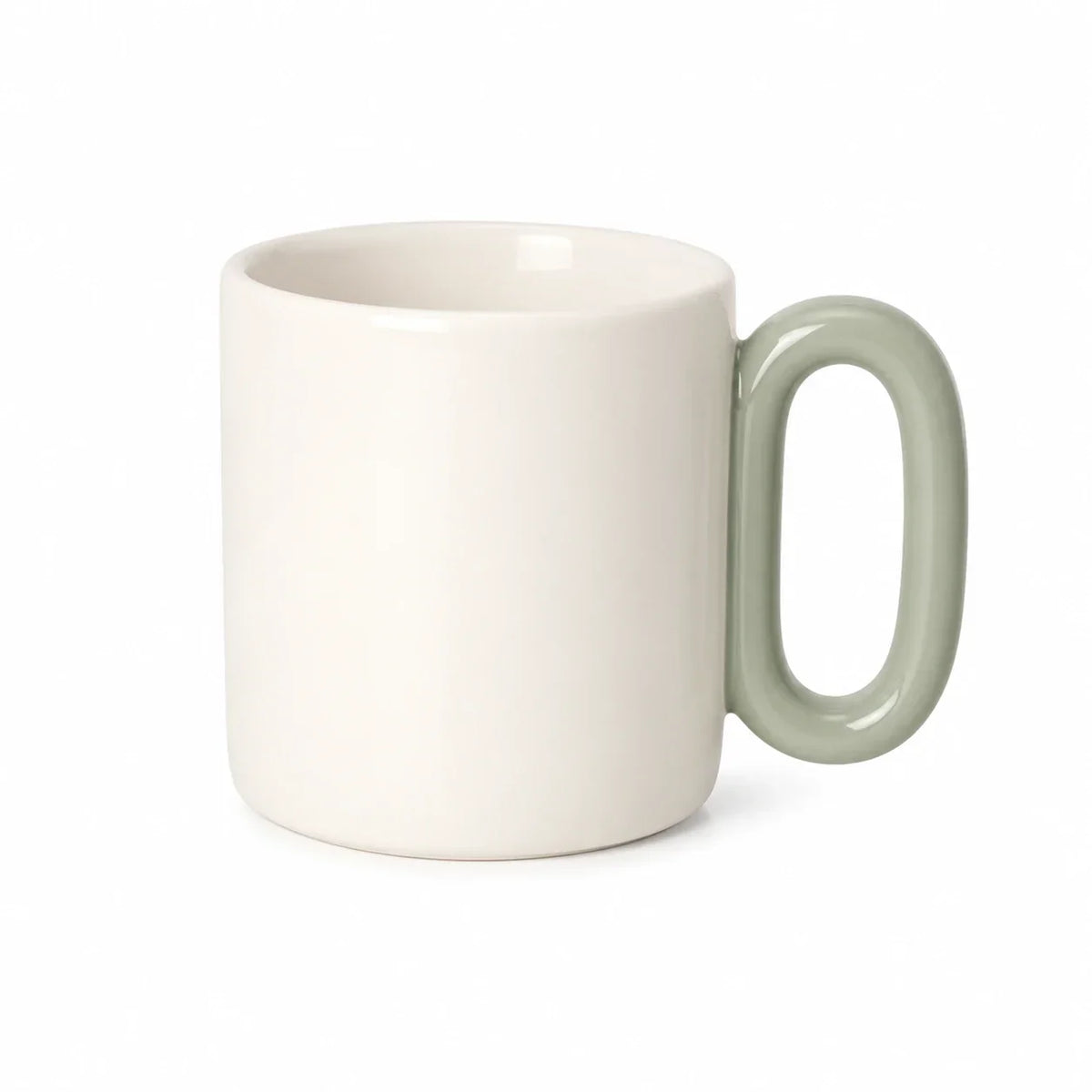 ORCA 12 oz. New Bone China Mug with Colored Oval Handle Blanks - Grayish Green, sublimation blank