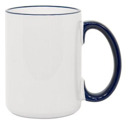 15 oz Rim & Handle Colored Mug - Blue , Accent Mugs , PHOTO USA