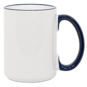 15 oz Rim & Handle Colored Mug - Blue , Accent Mugs , PHOTO USA