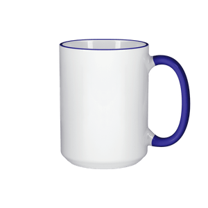 15 oz Rim & Handle Colored Mug - Blue , Accent Mugs , PHOTO USA