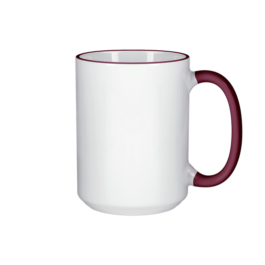 15 oz Rim & Handle Colored Mug - Maroon , Accent Mugs , PHOTO USA