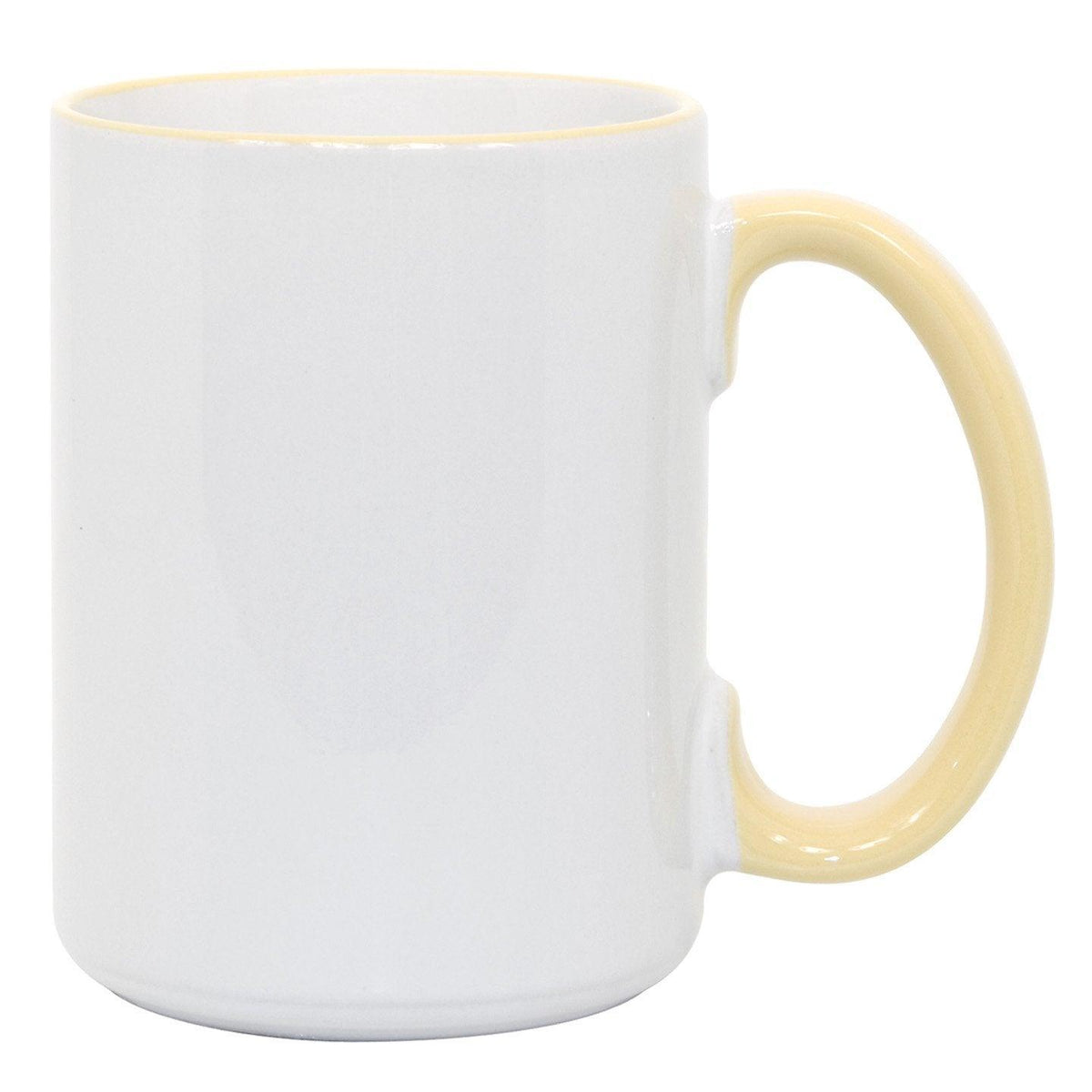 15 oz Rim & Handle Colored Mug - Yellow , Accent Mugs , PHOTO USA
