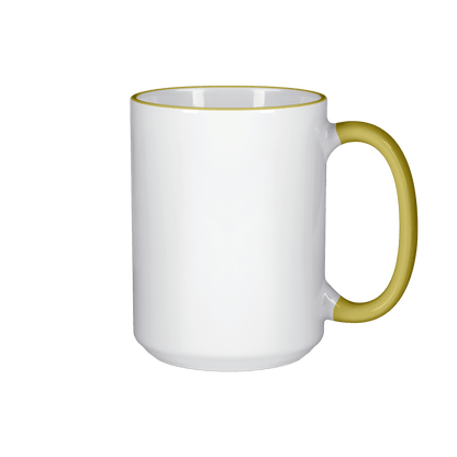 15 oz Rim & Handle Colored Mug - Yellow , Accent Mugs , PHOTO USA