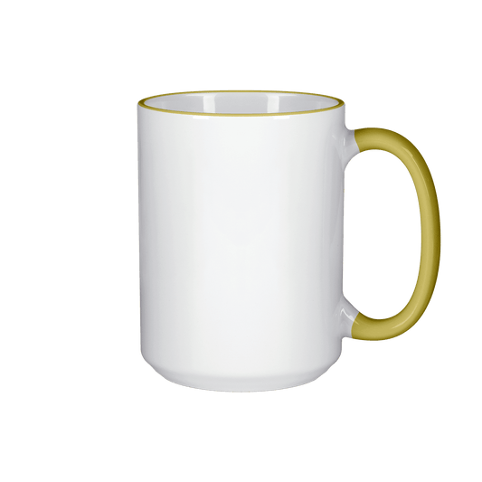 15 oz Rim & Handle Colored Mug - Yellow , Accent Mugs , PHOTO USA
