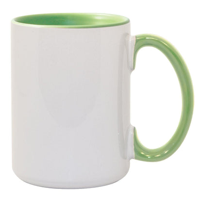 15 oz Inner & Handle Colored Mug - Light Green , Accent Mugs , PHOTO USA