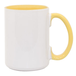 15 oz Inner & Handle Colored Mug - Yellow - PhotoUSA | Wholesale Sublimation Blanks & Fulfillment | ORCA® Coating
