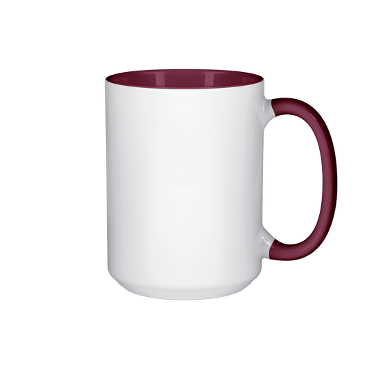 15 oz Inner & Handle Colored Mug - Maroon , Accent Mugs , PHOTO USA