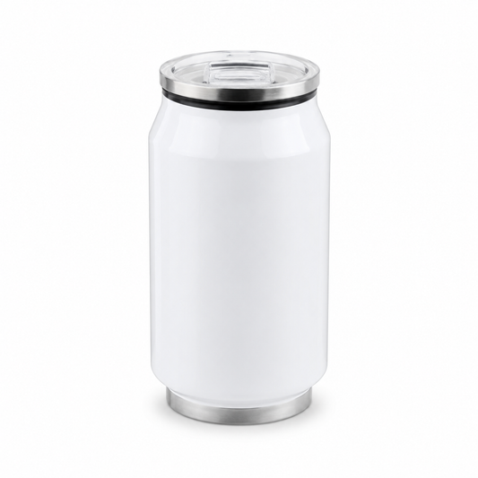 ORCA 9 oz. Stainless Steel Can Tumbler - White, Straw Lid