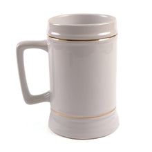22 oz Beer Stein - White - Rectangle Handle with Gold Trim - ORCA , Beer Steins , PHOTO USA
