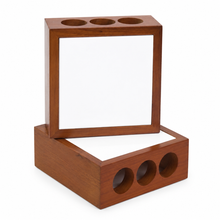 4 by 4 inch cherry wood pencil holder blank, no tile, sublimation desk organizer