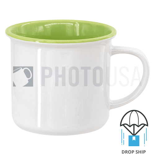 8oz Inner Color Ceramic Enamel Cup - Lime Green