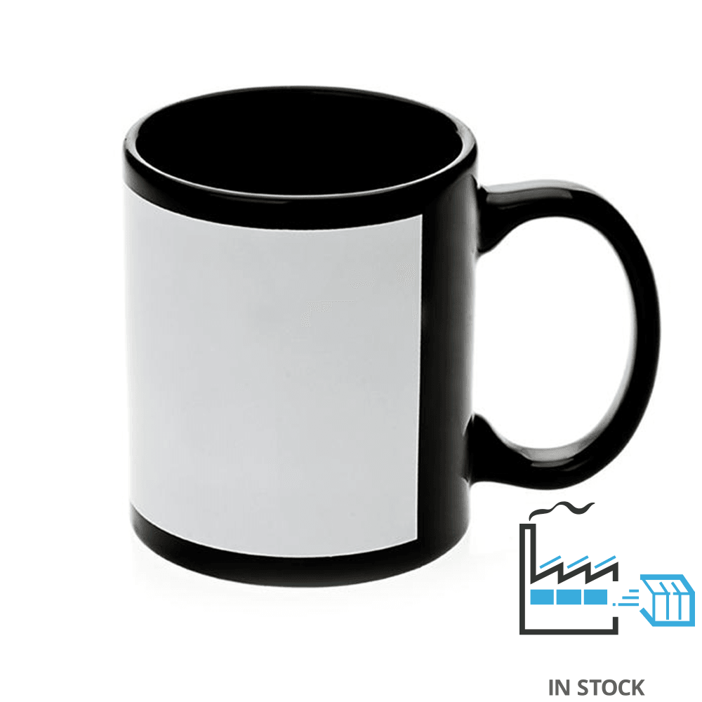 11 oz Ceramic Mug - Black Mug -s with Silk Screen White Patch - 7.5" x 3.25" - ORCA