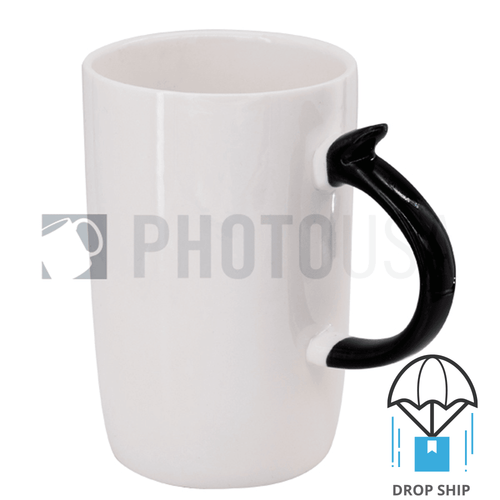 12 oz Ceramic Latte Mug - w/ Black Handle