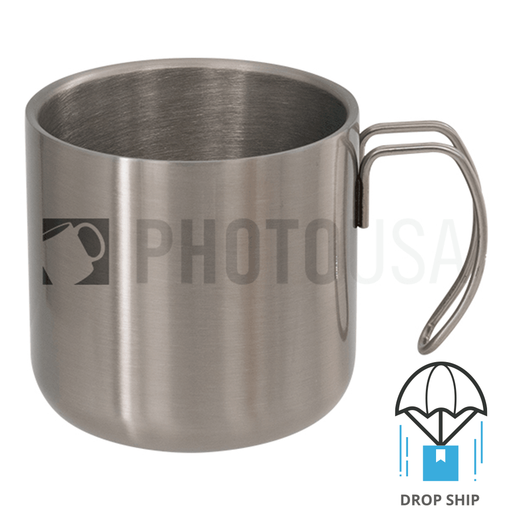 10oz Stainless Steel Coffee Cup w/ Steel Wire Handle - Stainless Steel ...