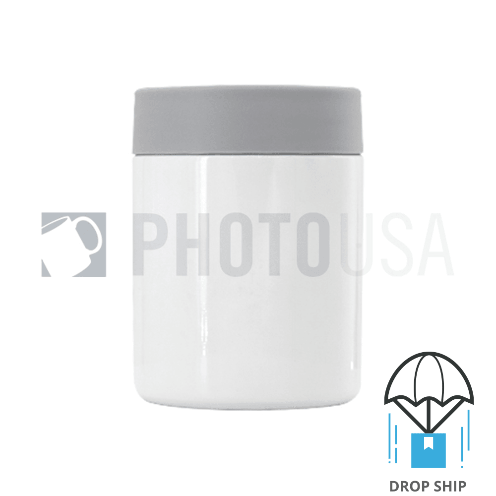 350ml Double Wall Stainless Steel Cola Can Cooler w/ Gray Rubber Ring